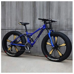 QMMD Fat Tyre Mountain Bike QMMD Unisex 26 Pollici Mountain Bike, Biciclette Grande Pneumatico, Adulti Bicicletta Biammortizzata, Telaio in Acciaio ad Alto Tenore di Carbonio Mountain Biciclette, Blue 5 Spoke, 27 Speed