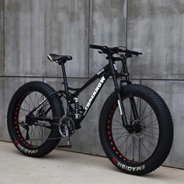 QXX Fat Tyre Mountain Bike QXX Biciclette for Adulti Montagna, 24 Pollici Fat Tire Hardtail Mountain Bike, Doppio Telaio Sospensione e Forcella della Sospensione della all Terrain Mountain Bike (Color : Black, Size : 21 Speed)