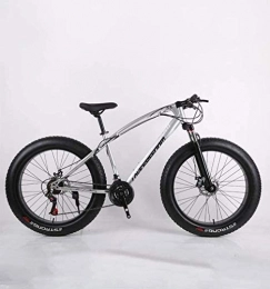 QZ Bici QZ Fat Tire Adulti Mountain Bike, ad Alta Acciaio al Carbonio Telaio Cruiser Bikes, Spiaggia motoslitta Biciclette, Doppio Freno a Disco 26 Pollici Ruote (Color : Silver, Size : 27 Speed)
