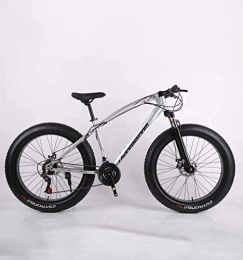 QZ Bici QZ Fat Tire Adulti Mountain Bike, ad Alta Acciaio al Carbonio Telaio Cruiser Bikes, Spiaggia motoslitta Biciclette, Doppio Freno a Disco 26 Pollici Ruote (Color : Silver, Size : 7 Speed)