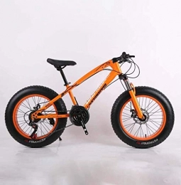 QZ Bici QZ Fat Tire Adulti Mountain Bike, ad Alta Acciaio al Carbonio Telaio Cruiser Bikes, Spiaggia motoslitta Biciclette, Doppio Freno a Disco da 20 Pollici Ruote (Color : Orange, Size : 24 Speed)