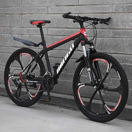 WYBD.Y Fat Tyre Mountain Bike WYBD.Y Bicicletta a variabile 21 / 24 / 27 / 30 Bicicletta 24 Pollici MTB Freni a Disco Bicicletta a Sospensione Completa, Red+Black, 21 Speed