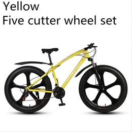 xmb Fat Tyre Mountain Bike xmb Yellow Five-Cutter Wheel Set Adult off-Road Bicycles, Men And Women Mountain Bikes with Full Suspension, Fat Tires High Carbon Steel Suspension Youth Men And Women Mountain Bikes (27-Speed)
