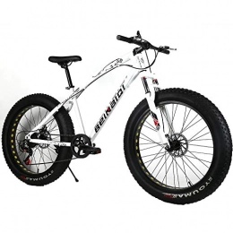 YOUSR Fat Tyre Mountain Bike YOUSR Mountain Bike 21"Telaio Mountain Bicycles Shimano Unisex White 26 inch 7 Speed