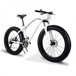 ZXL Bici ZXL Fat Tire Mountain Bike Uomo, 24 velocità, 27 velocità Beach Bike, Freno a Doppio Disco da 20 Pollici Bici da Crociera, Ruote Larghe 4.0, Bicicletta da Neve per Adulti, Bianca, 27 Speed