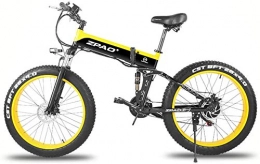 IMBM Bici 26 inch 48V 500W Folding Mountain Bike, Bici da 4, 0 Fat Tire Elettrico, Regolabile, Display LCD Manubrio con USB Plug (Color : Black Yellow, Size : 12.8Ah1SpareBattery)