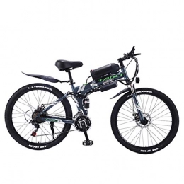 FFF-HAT Bici 26 "Mountain bike elettrica pieghevole, freno a doppio disco per adulti e mountain bike a sospensione completa, bici elettrica a batteria al litio, strumento LCD intelligente 21 / 27 velocità (36V10Ah35