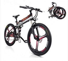 WenErJie Bici 26 pollici Mountain E-Bike Bicicletta elettrica Pieghevole Pneumatico per bici da strada Batteria ad alta capacità Batteria agli ioni di litio Bicicletta Sospensione（48 V / 21 Velocità / 13 Ah), Rojo