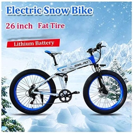 Mountain bike elettrica pieghevoles 350W Bicicletta Elettrica Fat Tire Snow Mountain Bike 48V 10Ah Batteria Rimovibile 35Km / H E-Bike 26 Pollici 7 velocità Bicicletta Elettrica Pieghevole Uomo Adulto (Colore: Verde) (Colore : Blu, Dime
