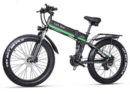 Acptxvh Bici Acptxvh Neve Bici elettrica Pieghevole 48V Mountain Bike con 26inch 4.0 Fat Tire MTB 21 velocità E-Bike Pedal Assist Freno a Disco Idraulico, Verde