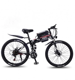 AISHFP Mountain Bike elettrica Pieghevole per Adulti, Bici da Neve 350W, Batteria Rimovibile agli ioni di Litio 36V 10AH per, 26 Pollici a Sospensione Completa Premium,Nero,27 Speed
