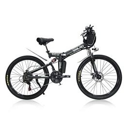 AKEZ Bici AKEZ Biciclette elettriche pieghevoli per adulti, uomini e donne, 26'' 250W pieghevole bicicletta elettrica mountain bike per uomini e tutti i terreni con batteria al litio rimovibile 48V 10A (nero)