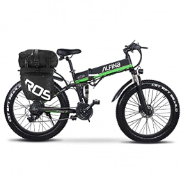 ALFINA - Bicicletta elettrica per mountain bike, 1000 W26 pollici, grande pneumatico, batteria al litio pieghevole, da spiaggia, bicicletta elettrica da adulto, donna/uomo