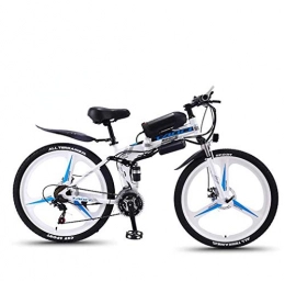 Alqn Bici Alqn Mountain bike elettrico adulto pieghevole, bici da neve 350W, batteria rimovibile agli ioni di litio 36V 10Ah per, bicicletta elettrica a 26 pollici a sospensione completa premium, bianca, 21 velo