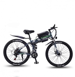 Alqn Bici Alqn Mountain bike elettrico pieghevole, bici da neve 350W, batteria agli ioni di litio rimovibile 36V 8Ah per, bicicletta elettrica a 26 pollici a sospensione completa premium per adulti, Grigio, 21 v