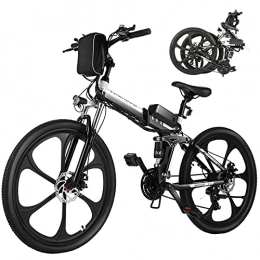 Ancheer Mountain bike elettrica pieghevoles ANCHEER 26" Bici Elettrica da Città / Trekking / Mountain, 3 modalità di guida, Shimano a 21 velocità, Batteria Rimovibile agli Ioni di Litio da 36 V / 8Ah, Sedile regolabile, Usato per Adulto Unisex (Nero)