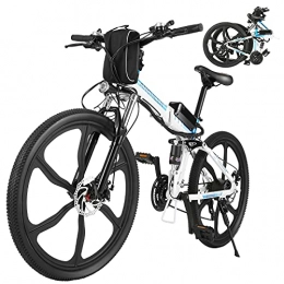 Ancheer Bici ANCHEER 26" Bicicletta elettrica pieghevole Mountain bike Sedile regolabile Bicicletta elettrica Batteria al litio 36V / 8AH Sistema di trasmissione a 21 velocità Carico massimo: 120 kg (Bianco)