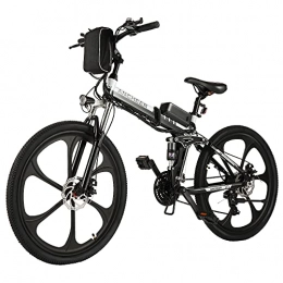 Ancheer Bici ANCHEER bicicletta elettrica 36V 8Ah, 26 pollici bicicletta elettrica pieghevole, 250W motore, batteria al litio rimovibile, Bici Elettriche E-Bike Shimano 21 velocità (AE2 Nero)