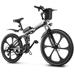Ancheer Bici ANCHEER Bicicletta elettrica pieghevole, mountain bike elettrica 26'' con ruota integrata a 6 razze in lega di super magnesio, sospensione completa Premium E-Bike e cambio Shimano a 21 velocità
