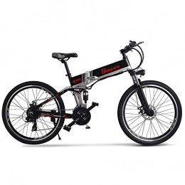 AUTOKS Fat Bike elettrica 26 Pollici Bicicletta da Montagna Pieghevole Shimano 21 velocità Trasmissione Motore 500w con Batteria al Litio 48V 12Ah, Nera