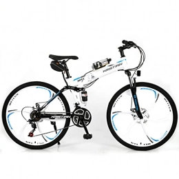 AZXV Bike di Montagna per Adulti elettrici Pieno Sospensione Dual Dual Disc Brekes Mountain Bike, 21 velocità Ruote da 26 Pollici, Telaio della Coda Morbida, per Uomo Don White Blue