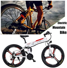 RDJM Bici Bciclette Elettriche, Pieghevole bici di montagna elettrica doppio disco elettrico bici adulta Freni Sospensione Mountainbike Telaio lega di alluminio di Smart Meter LCD 7 Velocità Gears (48V, 350W)