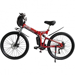 Bedroom Ebikes per Adulti, Bike Elettrica Pieghevole MTB Dirtbike, 26"48v 10ah 350w Ip54 Design Impermeabile, Easy Storage Pieghevole Bycles Elettrico per Uomo(Color:Rosso)