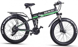 Bici elettrica Pieghevole 26 Pollici Fat Tire Neve Bike 12Ah Li-Batteria 21 velocit Beach Cruiser Mountain E-Bike con Sedile Posteriore, Colore: Verde (Color : Green)