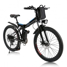 TTKU Bici bici elettrica pieghevole da, 26 pollici bicielettrica, mobile batteria al litio 36V / 8Ah E-bike, Sistema di cambio a 21 velocità (nero)