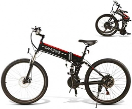 RDJM Mountain bike elettrica pieghevoles Bicicletta Elettrica 28" Trekking elettrico / Touring Bike for adulti, 21 velocità con bicicletta elettrica con 10.4Ah / 48V rimovibile agli ioni di litio, Sospensione anteriore, freni a disco doppio,