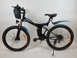 Bicicletta elettrica da 26 pollici per uomo e donna, mountain bike, con batteria da 36 V 10,4 Ah e Shimano a 21 marce (nero)