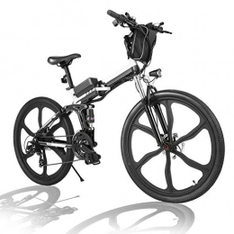 TTKU Bici Bicicletta Elettrica Pieghevole, 26" mountain bike elettrica con motore da 250W 36V 8Ah batteria rimovibile, Professionale Shimano 21 velocità (Nero)