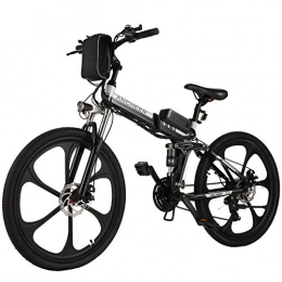 BIKFUN Bici Bicicletta Elettrica Pieghevole, Bici al Lavoro, E-Bike -Fold 20” / 26”, Adulto, 250W Batteria 36V 8Ah, Cambio Shimano a 7 velocità (26 Mountain Bike Nero)