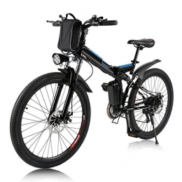 potkcroa Bici Bicicletta elettrica pieghevole da 26 pollici con motore da 250 W, batteria rimovibile da 36 V / 8 Ah, mountain bike a 21 marce E-MTB fino a 30 km (spina tedesca)
