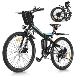 WIND SPEED Bici Bicicletta elettrica pieghevole Ebike da 26 pollici, leggera, per adulti e donne, con batteria rimovibile da 36 V, 8 Ah, cambio professionale a 21 velocità (nero, 26 pollici)