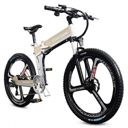 CAKG Mountain bike elettrica pieghevoles Bicicletta elettrica pieghevole, mountain bike - 26 "- durata della batteria di 90 km, bici per adulti, bici ibride con freni a disco forcella anteriore ammortizzatore per mountain bike, Gold-48V10ah