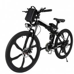 Speedrid Bici Bicicletta elettrica pieghevole, Speedrid 26'' mountain bike elettrica con ruote integrate a 6 razze in lega di super magnesio, sospensione anteriore e posteriore E-Bike cambio 21 velocità