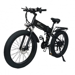 N\F Mountain bike elettrica pieghevoles Bicicletta elettrica pieghevole X26 26 pollici (nera), motoslitta con pneumatici larghi 4.0, mountain bike, equipaggiata con Shimano 21 velocità, con 2 batterie estraibili 10.8Ah, adatta per adulti