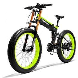 LANKELEISI Mountain bike elettrica pieghevoles Bicicletta elettrica, T750plus nero e verde