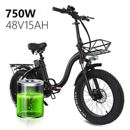 EJOYDUTY Bici Bicicletta pieghevole elettrica per adulti femmina / maschio, e del ciclo della bici elettrica 20 x 4.0inch Fat Tire Mountain bike Neve bike, 5-Speed Booster, 48V 15Ah batteria al litio rimovibile