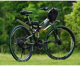 LEFJDNGB Bici Biciclette elettriche Folding Mountain bike 21 velocit for adulti pieghevole Electric Power motorino altoparlante integrato LED Fari Velocit massima 25km / H ( Color : Green , Size : 24inches )
