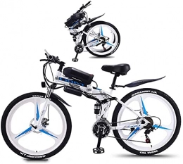 ZJZ Bici Biciclette, mountain bike elettrica pieghevole bici da 26 pollici con pneumatici grassi, motore da 350 W, sospensione completa e ingranaggi a 21 velocità con retroilluminazione LCD 3 modalità di guida