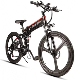 CCLLA Bici CCLLA Mountain Bike elettrica Pieghevole da 26 `` con Motore da 350 W Batteria agli ioni di Litio da 48 V 10, 4 Ah - E-Bike con Cambio di velocità a 21 velocità per Adulti Uomo Donna