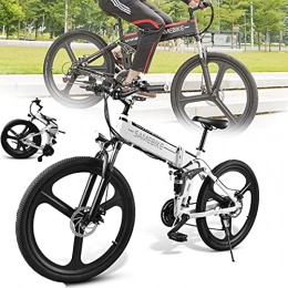 CHEIRS Bici CHEIRS Bici elettrica da 350 W, e-Bike da 26 '', Tre modalità di Guida, Batteria agli ioni di Litio da 48 V 10 Ah, e-Bike Fuoristrada a 21 velocità, Bici Pieghevole elettrica, White