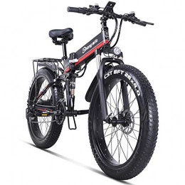 cuzona Bicicletta elettrica 1000W Bici da Spiaggia elettrica 4 0 Fat Tire Bici elettrica 48V Mens Mountain Bike Snow E-Bike 26inch Bicycle-MX01-Red_Spain