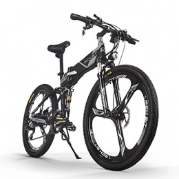 ENLEE Bici ENLEE SUFUL Rich Bit TOP-860 36V 250W 12.8Ah Full Suspension City Bike Pieghevole Elettrico Mountain Bike Bicicletta (Black-Gray)