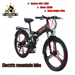  Mountain bike elettrica pieghevoles Folding Mountain Bicicletta Elettrica Estraibile agli Ioni di Litio (48V 10.4AH 350W) Full Suspension Elettrica Mountain Bike City Commute E-Bike (Color : Black)