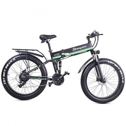 GASLIKE Bici GASLIKE 26 Pollici Fat Tire Bici elettrica per Adulti Neve / Montagna / Beach l'ebike, Motore da 1000W, 21 velocità Spiaggia Neve E-Bike con Sedile Posteriore, Verde