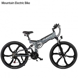 GBX Bici GBX E-Bike per Adulti, Mountain Bike Pieghevole per Adulti, Batteria Al Litio da 48 V 10 Ah, Bicicletta in Lega Di Alluminio 480 W, 21 Velocit, Ruote Integrate in Lega Di Mio da 26 Pollici, Grigio