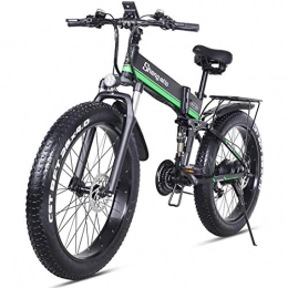 GJNWRQCY Bici GJNWRQCY Bicicletta elettrica da 1000 W, Mountain Bike Pieghevole, ebike per Pneumatici Grassi, ciclomotore Elettrico Pieghevole da 26 Pollici, 48 V 12, 8 Ah, Black Green